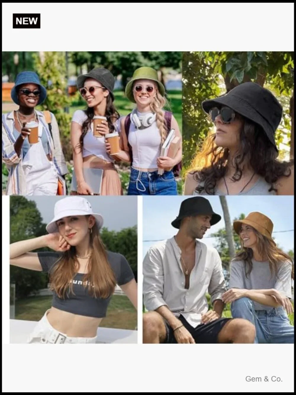 2-Pack Unisex Washed Cotton Bucket Hat with Wide Brim